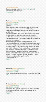 Extraits d'une conversation issue du forum Doctissimo : https://forum.doctissimo.fr/psychologie/Psychanalyse/parole-deplacee-sujet_4156_1.htm