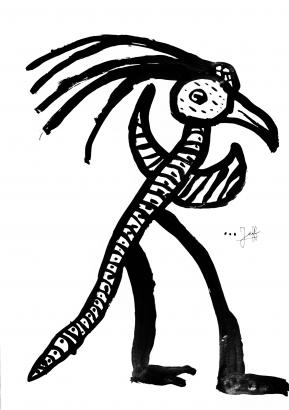 Encre de Chine (pinceau) et feutre noir