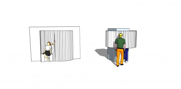 Presque conçu sur mesure, le Confessional se décline sous plusieurs formes en fonction de l’environnement dans lequel il est installé. Le choix des matériaux permet de créer un contact physique en plus du sonore.