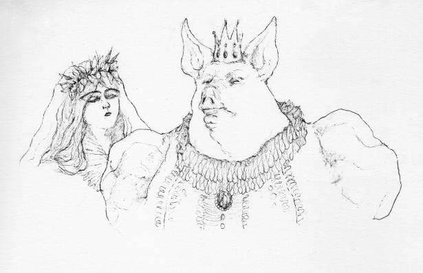 Mes croquis du Roi Cochon. Crédits Louise TERNAT. @louiseternat