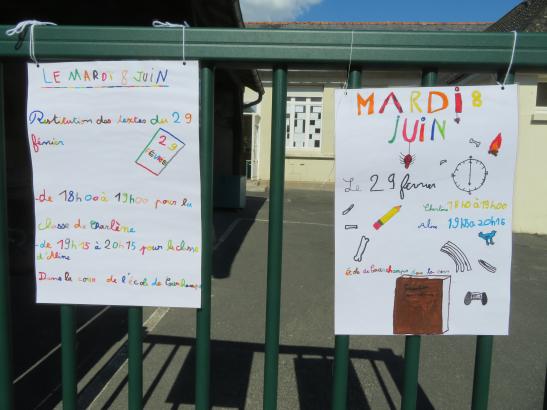 Différentes affiches pour trois restitutions