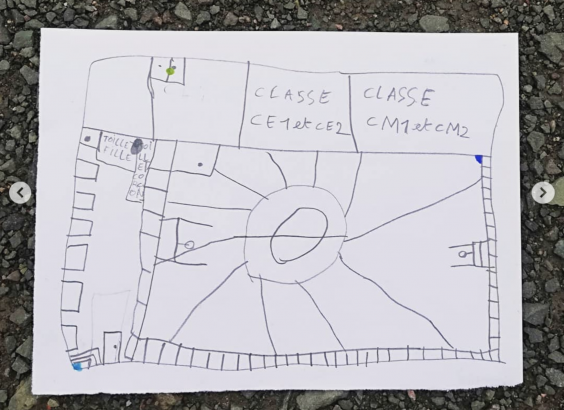 Croquis plan école + emplacements des ombres