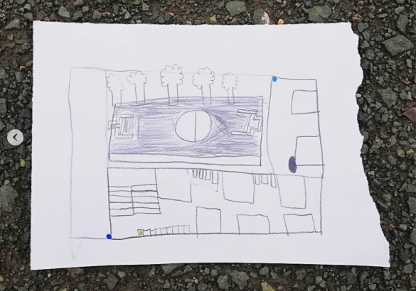 Croquis plan école + emplacements des ombres