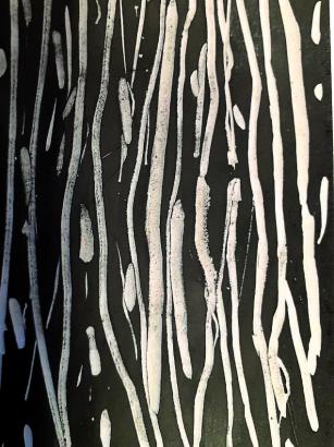 Linogravure d’une texture ou d’un motif propre à chaque tribu. Découverte de l’impression