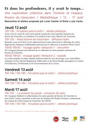 programme du mois d'août à la médiathèque de Royère-de-Vassivière