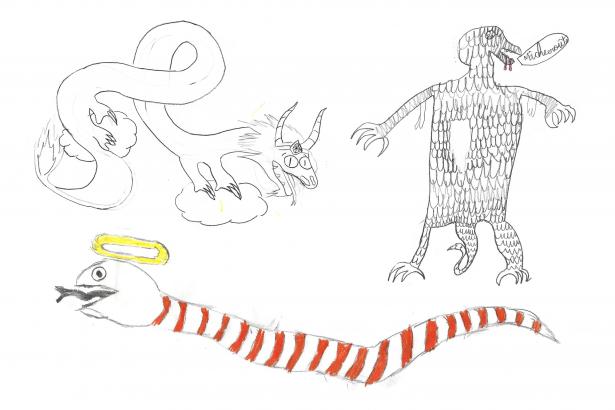 Dessins serpent-volant et machecroute