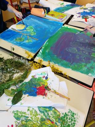 Vue de l'atelier peinture d'après David Hockney