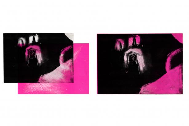 Dessin gratté de Raphaël ( Noir et Magenta )