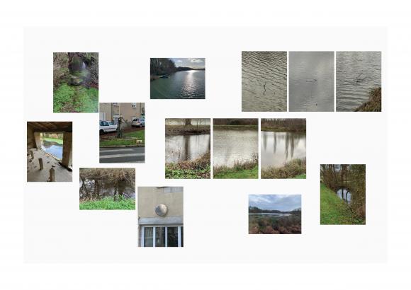 planches de recherches avec des photos de plans d'eau