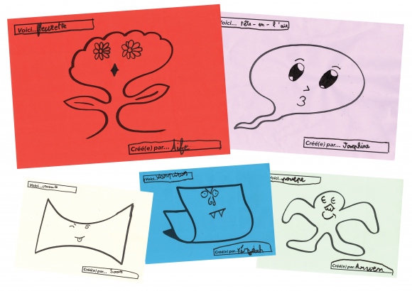 Exemples de personnages créés par les enfants à partir des formes-types.