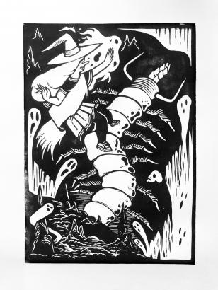 linogravure voyageur du sud-ouest