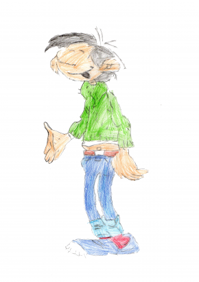 Gaston, de la bande dessinée "Gaston Lagaffe". Dessin de Maxine.