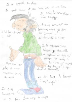 Gaston, de la bande dessinée "Gaston Lagaffe". Dessin de Maxine.