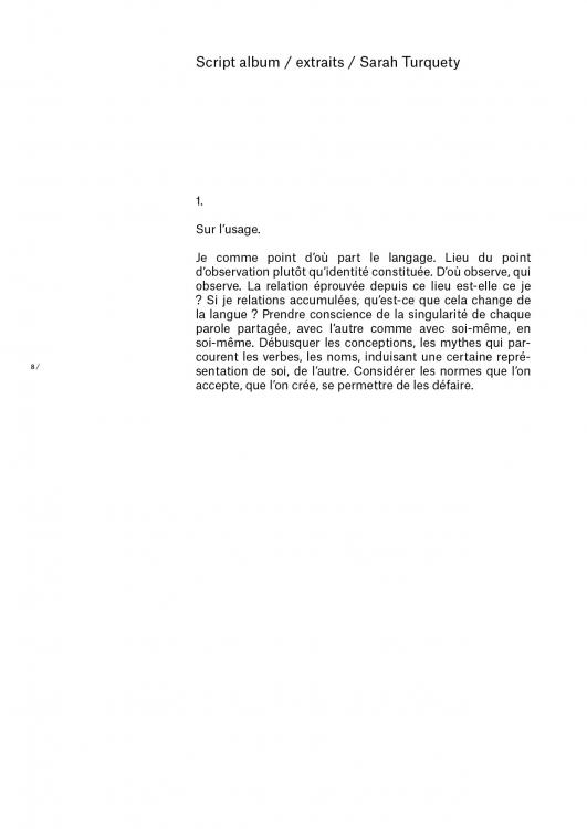 Premiers extraits du Script Album