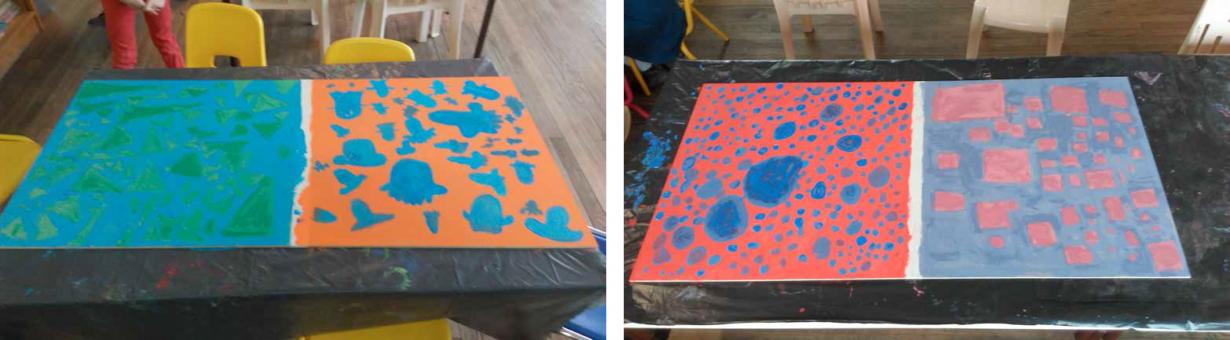 Motifs peinture sur bois.