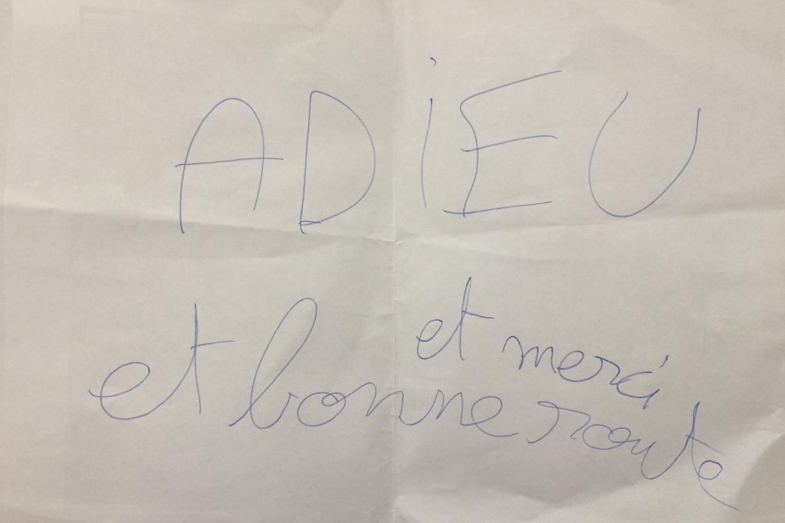 Adieu merci bonne route