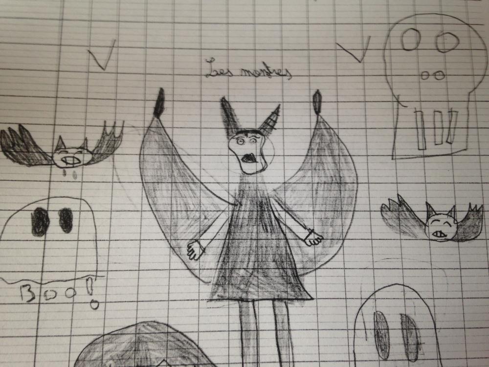 Dessin d'élève (monstres divers)