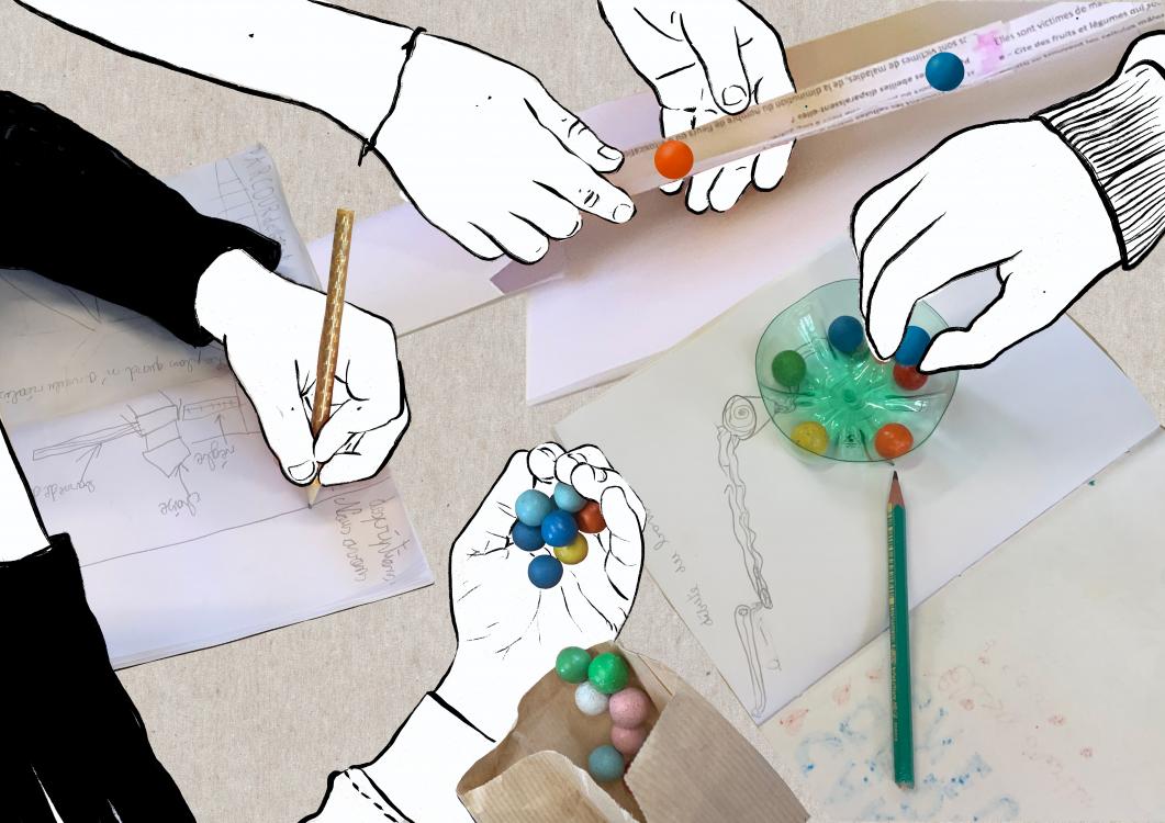 Construire un parcours de bille avec ce qui nous entoure. 