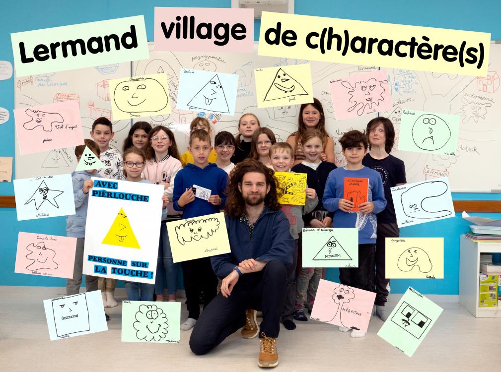 La classe de CE2-CM1-CM2 en compagnie des habitant(e)s de Lermand