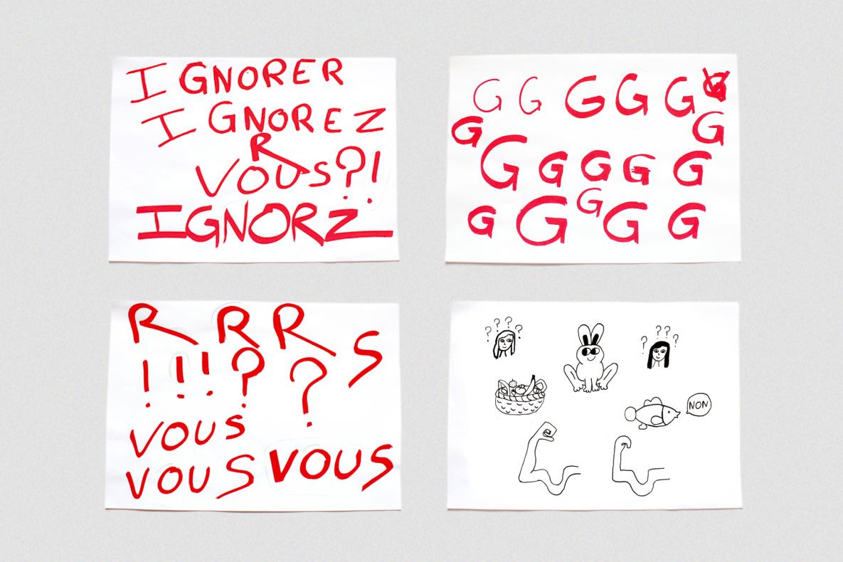 Essais d'écritures et de dessins