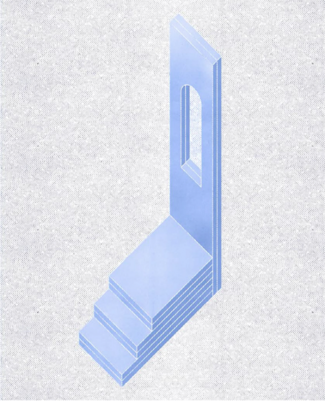 Axonométrie du belvédaire. Folie architecturale n° 1 réalisée à Val-de-Reuil dans le cadre de la résidence d'architecture.