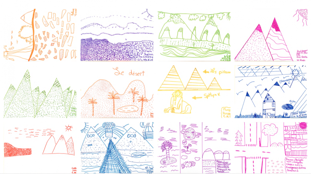 dessins réalisés par les CM1 et CM2 de l'école des Fleurs