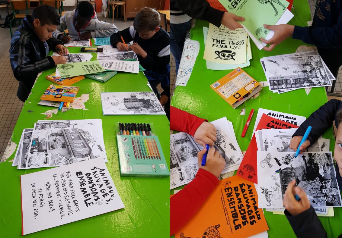 Séance de réalisation d'éditions reprenant toutes leurs affiches