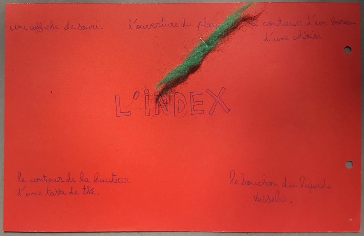Page du cahier de bord des élèves : la partie du corps choisie et les éléments correspondants mesurés.
