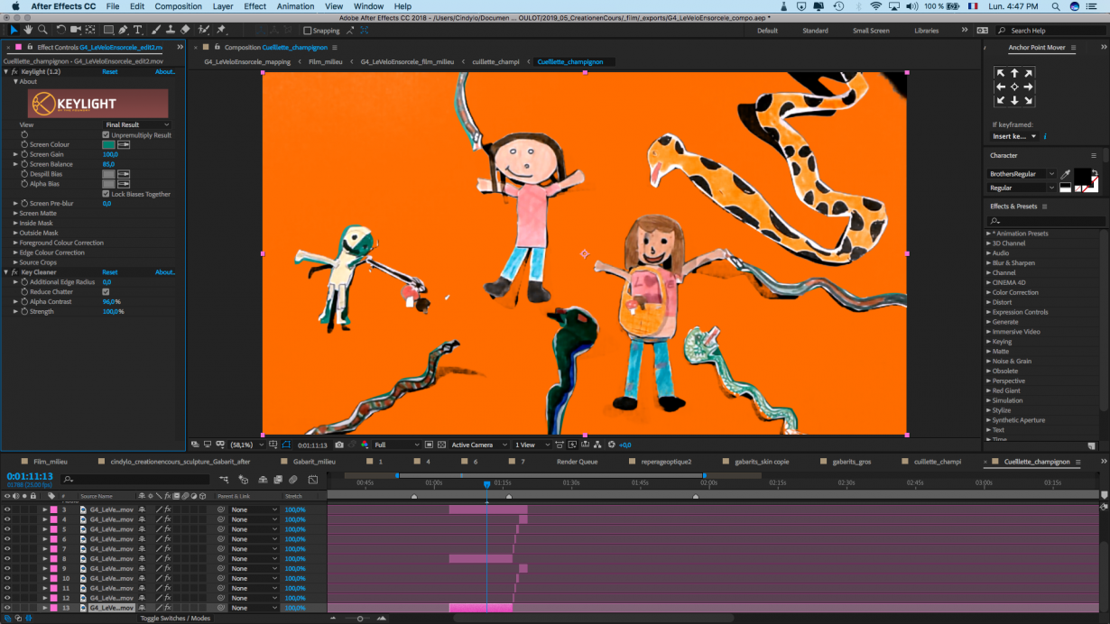 Travail de compositing et d'étalonnage