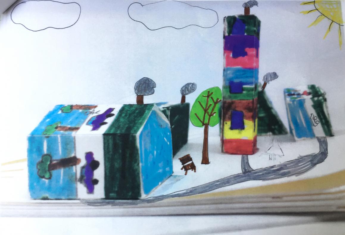 Les voitures passent sur les maisons