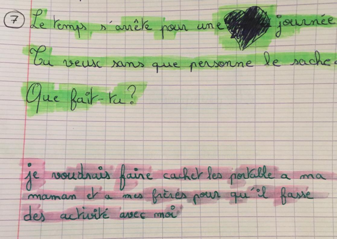 Issu d'un atelier d'écriture en classe. 