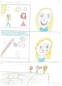 une scène en storyboard dessinée par un des enfants