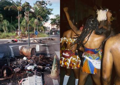 Diptyque : les rues de Guadeloupe pendant les révoltes de 2021 ; le carnaval en 2023
