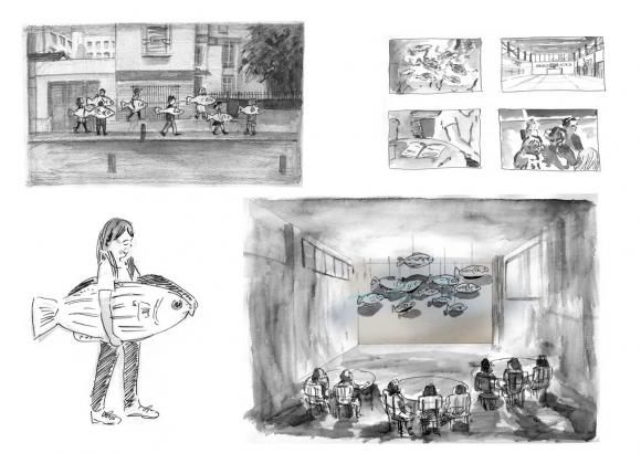 Les activités possibles avec les enfants, on peut voir les dessins découpés dans du papier et animés dans la salle de classe ou dans la ville.