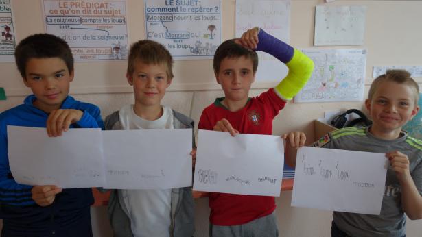 Récitation ornithologique du Merle noir avec Raphaël, Silas, Loïc et Stan.