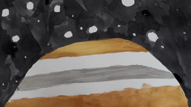 Peinture des fonds des trois planètes par deux