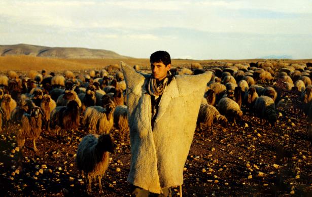 Berger kurde portant une cape de laine.