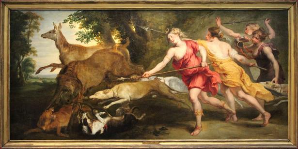 Tableau de P.P. Rubens représentant la déesse Diane et ses Nymphes à la Chasse 