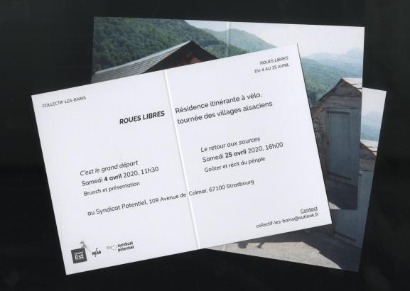 (5) Flyers d’invitation aux évènement de départ et d’arrivée de la résidence