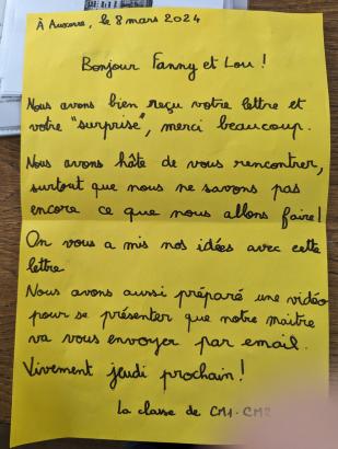 La lettre que nous avons reçu des enfants