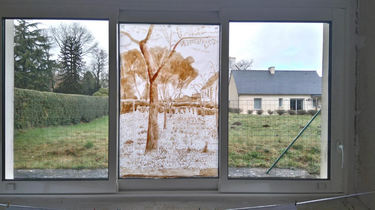 Point de vue à 1m70, Hauteur d'adulte - Lavis sur calque par Martin Fessard.