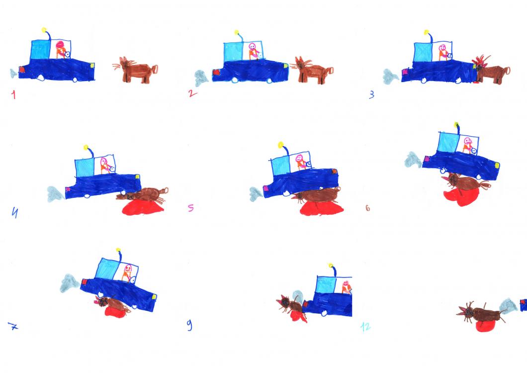 animation dessin enfants rêves accident voiture chat
