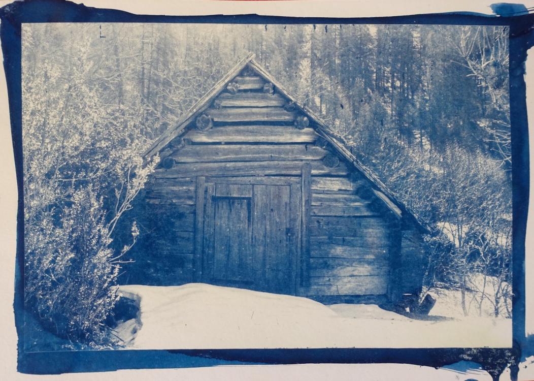 Cabane du Mercantour, photographie, cyanotype, Sophie Abraham