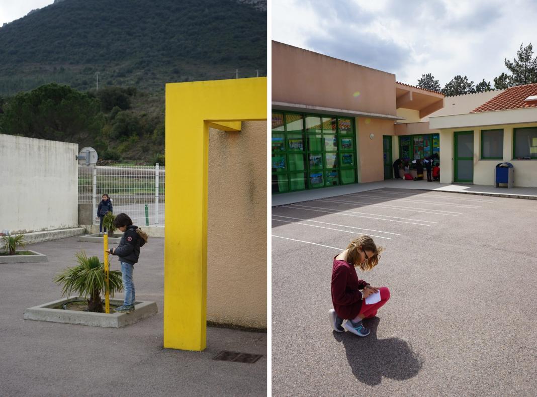 Les écoliers (se) mesurent à leur vaste cour