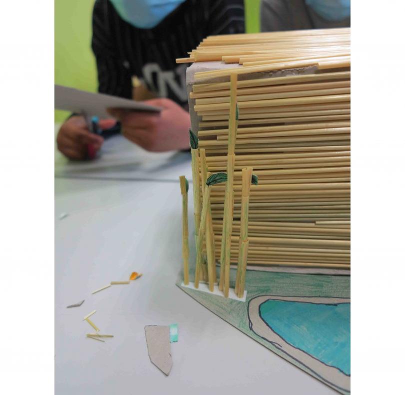 détail maquette en paille