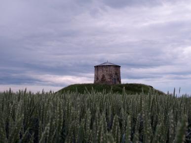 La tour, toujours là, inchangée et pourtant changeante au fil des saisons, est maintenant immergée dans les champs de blé. Photographie de Dimitri Vazemsky