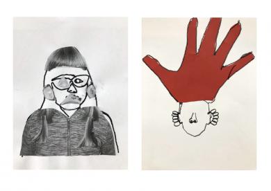RECHERCHES GRAPHIQUES AUTOUR DE L'AUTOPORTRAIT MAGIQUE  réalisées avec les CM1 & CM2 de Lessac