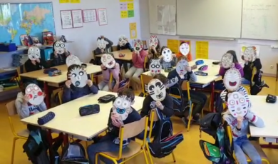 Les élèves et leurs masques
