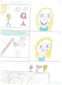 une scène en storyboard dessinée par un des enfants