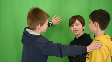 Evann, Maël et Timéo, élèves de CM2 de l'école de Clairac © Mélodie Bajo - "Je voudrais vous présenter mes personnages." - 2022